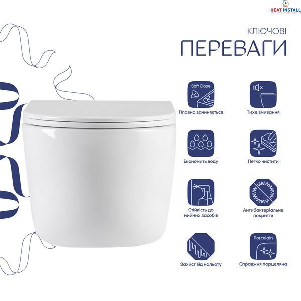 Унітаз підвісний Qtap Taurus Ultra Quiet 515&times;360&times;350 мм, White, з сидінням Slim Duroplast / Soft-close / Quick Release QTTAU26W49116 SD00055240 фото