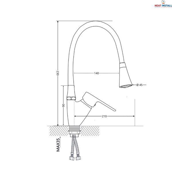 Змішувач для кухні Lidz Tani 007F3 з гнучким виливом (k40) LDTAN007F3BCR37649 Chrome/Black SD00043752 фото