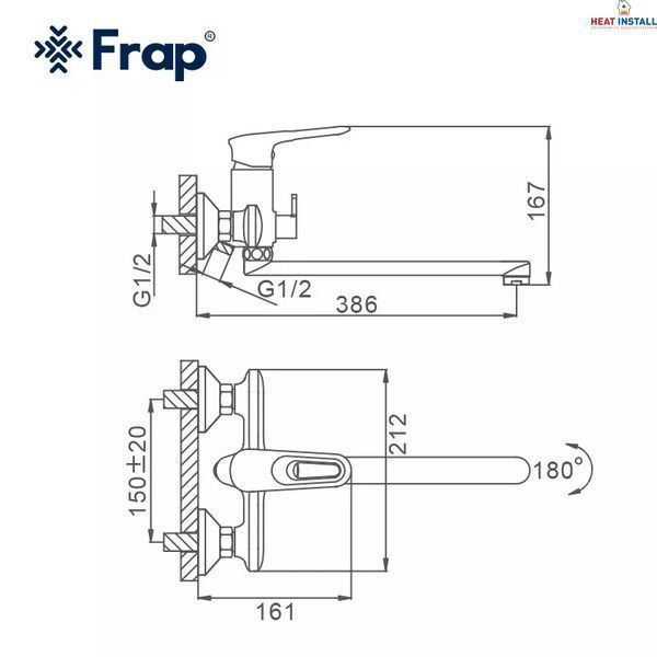 Змішувач для ванни Frap F2249-6, чорний/хром 1040774 фото