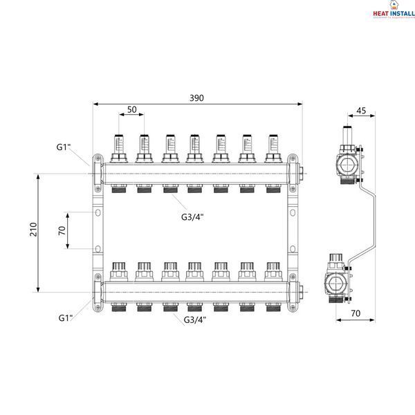 Колектор з витратомірами Thermo Alliance Standart 1" 7 виходів SD0047 SD00041506 фото