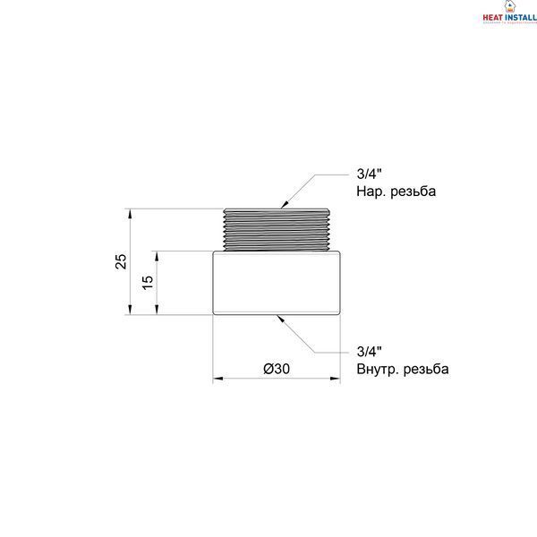 Подовжувач Thermo Alliance Standart 15х3/4" хром SD1302015 SD00010154 фото