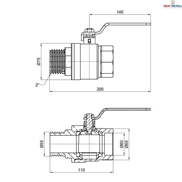 Кран кульовий Thermo Alliance Base 2" ВЗ для води (важіль) SD605W50 SD00002825 фото