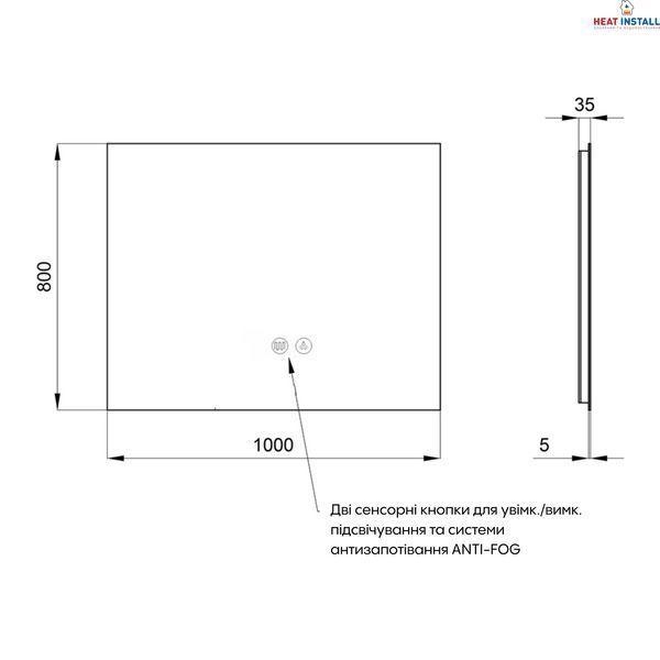 Дзеркало Qtap Taurus (TA1) 1000&times;800 мм з LED-підсвічуванням Touch, з антизапотіванням, з димером, рег. темп. кольору (3000-6500K) QTTAU100080048956 SD00055080 фото