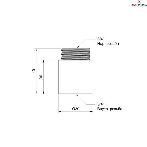 Подовжувач Thermo Alliance Standart 30х3/4" хром SD1302030 SD00010156 фото
