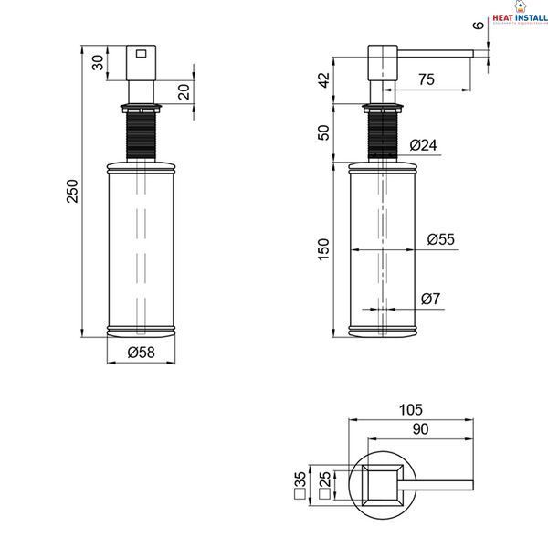 Дозатор для миючого засобу Lidz LK117 квадратний Brushed Steel (LDLK117BRU46399) SD00052523 фото