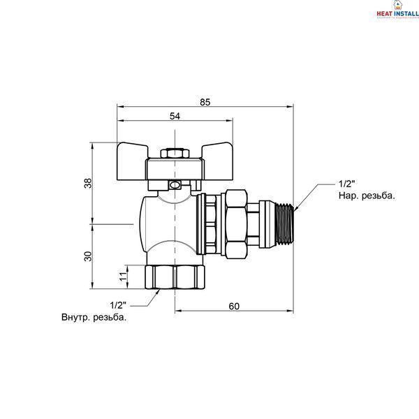Кран кульовий Icma FAR. ROSSA 1/2" кутовий №362 SD00042360 фото