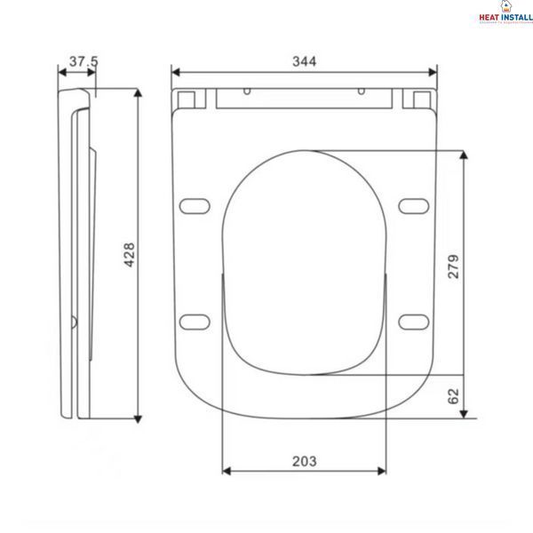 Сидіння для унітазу Qtap (Gemini 490) 428x344x37,5 мм, White, з мікроліфтом, Slim Duroplast, Quick Release QTSC179W49385 SD00055509 фото