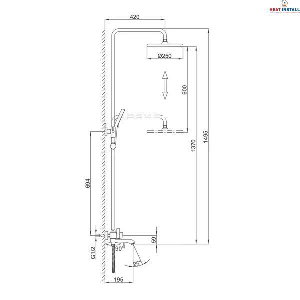 Душова система Frap F2475-9, вилив, лійка 3-функції 1046088 фото