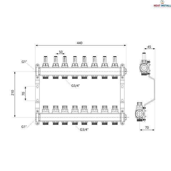 Колектор з витратомірами Thermo Alliance Standart 1" 8 виходів SD0048 SD00041507 фото