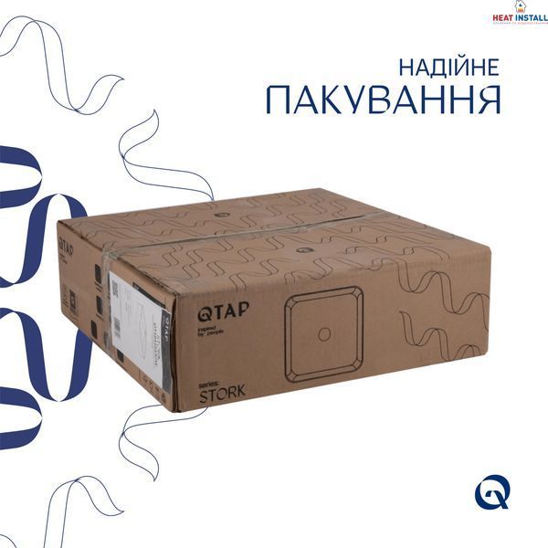 Комплект Qtap Stork: Раковина накладна квадратна 430x430x125 мм White + Донний клапан PU02 SD00053442 фото