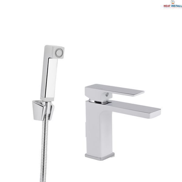 Змішувач для раковини Qtap Gemini (з гігієнічним душем) QTGEM272CRW45691 Chrome/White SD00051815 фото
