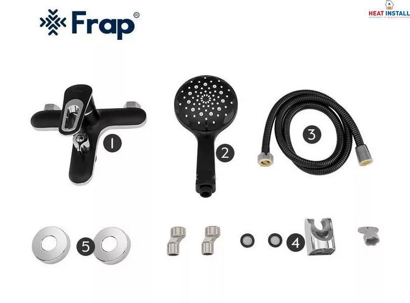 Змішувач для ванни Frap F3249-6, чорний/хром 1040775 фото