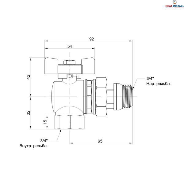 Кран кульовий Icma FAR. ROSSA 3/4" кутовий №362 SD00042361 фото
