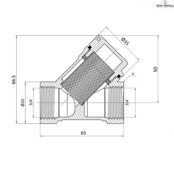 Фільтр грубої очистки Thermo Alliance Standart 3/4"ВВ нікель для води косий TAS124W20 SD00053373 фото