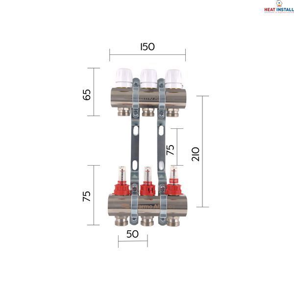 Колектор з витратомірами Thermo Alliance Standart 1" 3 виходи SD235W3 SD00021381 фото