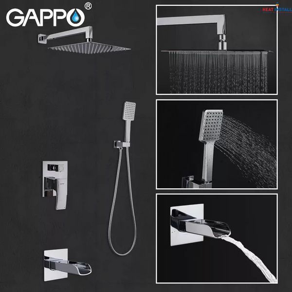 Вбудована душова система GAPPO G7107-20, вилив - перемикач на лійку, 3-функції, хром 1037430 фото