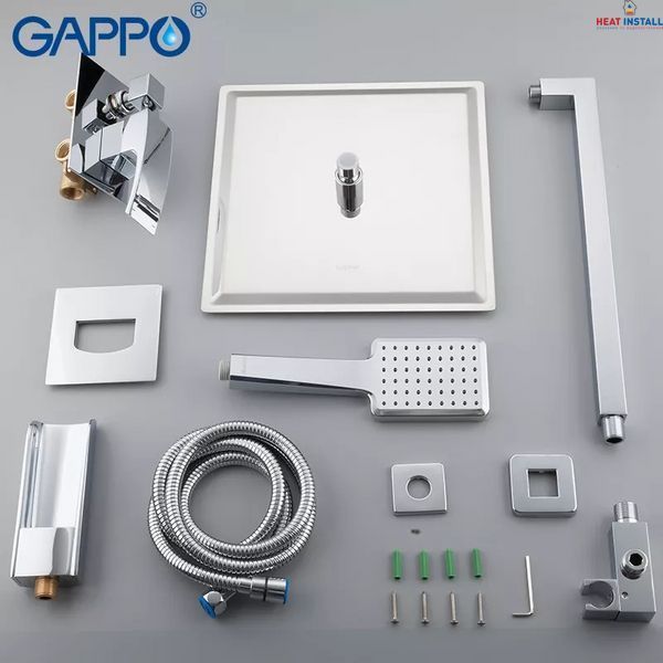Вбудована душова система GAPPO G7107-20, вилив - перемикач на лійку, 3-функції, хром 1037430 фото
