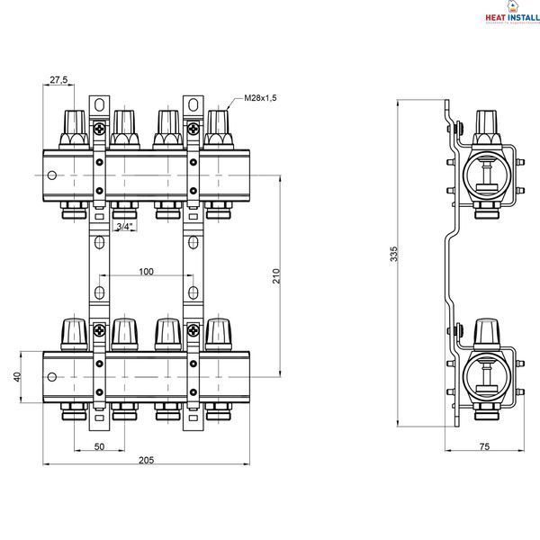 Колектор Icma 1" 4 виходи, без витратоміра №K005 SD00005223 фото