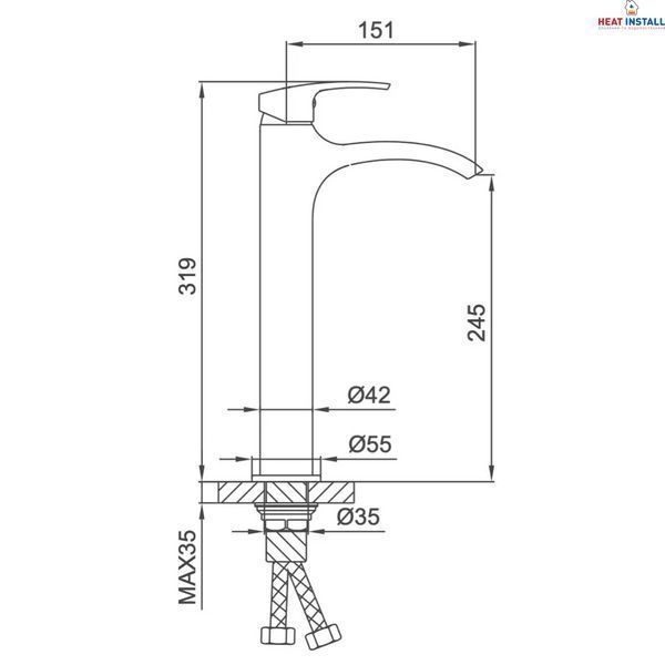 Змішувач для умивальника Frap F1069-2 високий 1045044 фото