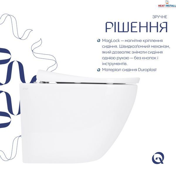 Унітаз підвісний Qtap Robin ML Ultra Quiet 520x365x365&nbsp;мм, з сидінням Soft-close MagLock, White QTROBML26W49623 SD00055747 фото