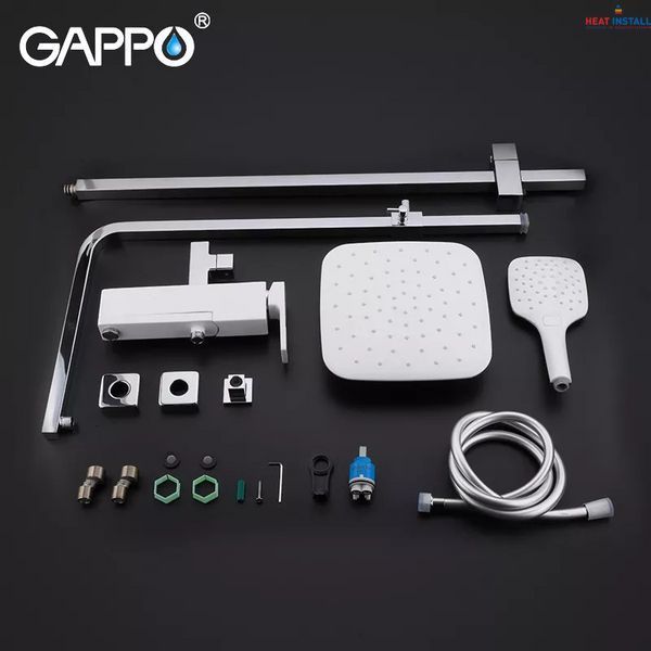 Душова система GAPPO G2417-8, вилив - перемикач на лійку, білий/хром 1034062 фото