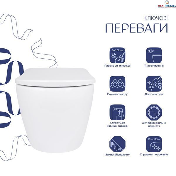 Унітаз підвісний Qtap Robin ML Ultra Quiet 520x365x365&nbsp;мм, з сидінням Soft-close MagLock, White QTROBML26W49623 SD00055747 фото