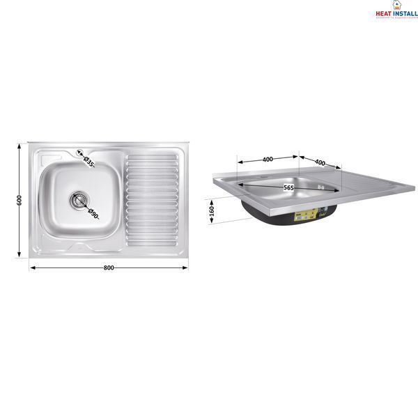 Кухонна мийка Brinex 6080-L 0,6 мм Satin (BRIN6080LSAT06) SD00054108 фото