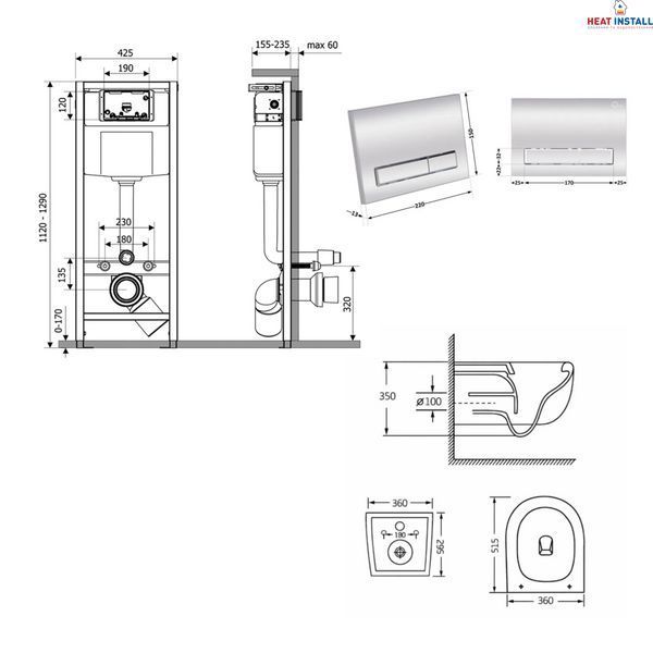 Готове рішення Qtap для ванної кімнати: підвісний унітаз Taurus Ultra Quiet 515&times;360&times;350 + комплект інсталяції Nest 4 в 1 (лінійна клавіша Chrome) SD00055999 фото