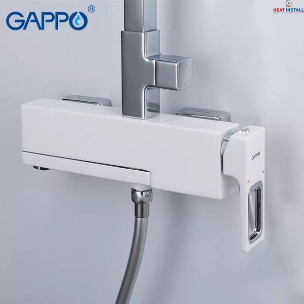 Душова система GAPPO G2417-8, вилив - перемикач на лійку, білий/хром 1034062 фото