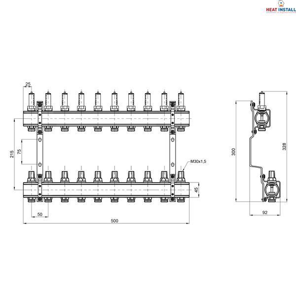 Колектор з витратомірами Thermo Alliance Forte 1" 10 виходів SF001W10 SD00039949 фото