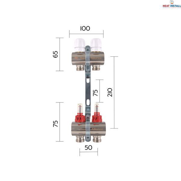 Колектор з витратомірами Thermo Alliance Standart 1" на 2 виходи SD00021380 фото