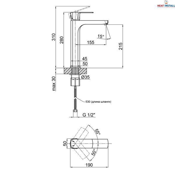 Змішувач для раковини Qtap Lipno високий QTLIPNO1023H101CB Black Matt SD00042259 фото