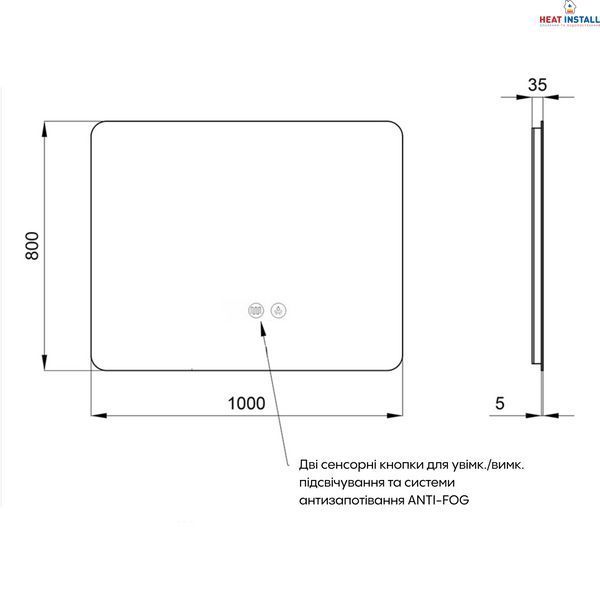 Дзеркало Qtap Taurus (TA2) 1000&times;800 мм з LED-підсвічуванням Touch, з антизапотіванням, з димером, рег. темп. кольору (3000-6500K) QTTAU100080048957 SD00055081 фото