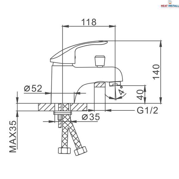Змішувач для умивальника Frap F1221 з душовою лійкою, хром 1034242 фото