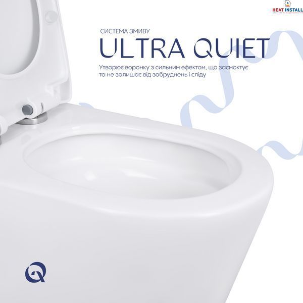 Унітаз-моноблок підлоговий Qtap Swan Ultra Quiet безобідковий з сидінням Soft-close WHITE QT16226080AW SD00052582 фото