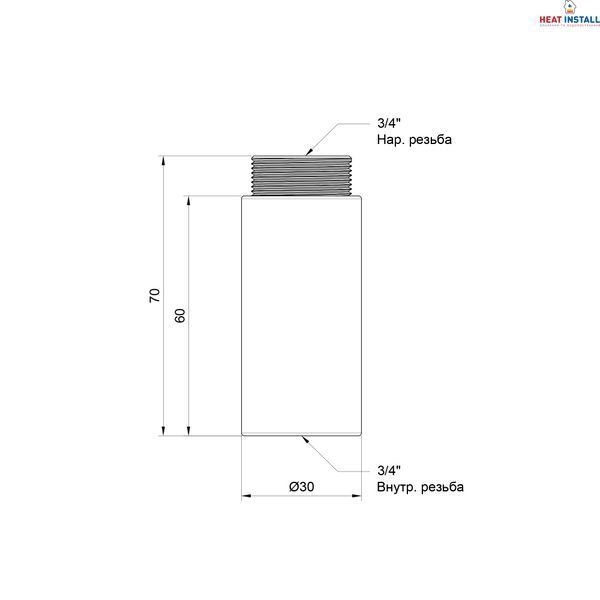 Подовжувач Thermo Alliance Standart 60х3/4" хром SD1302060 SD00010159 фото