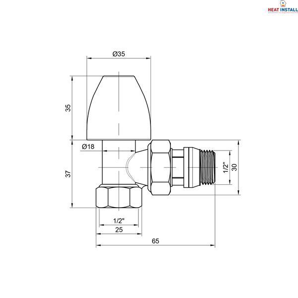 Кран радіаторний Thermo Alliance Base 1/2" ВЗ з антипротіканням кутовий SD228W15 SD00035550 фото