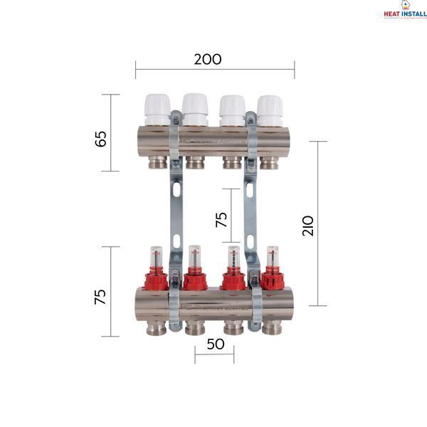 Колектор з витратомірами Thermo Alliance Standart 1" 4 виходи SD235W4 SD00021382 фото