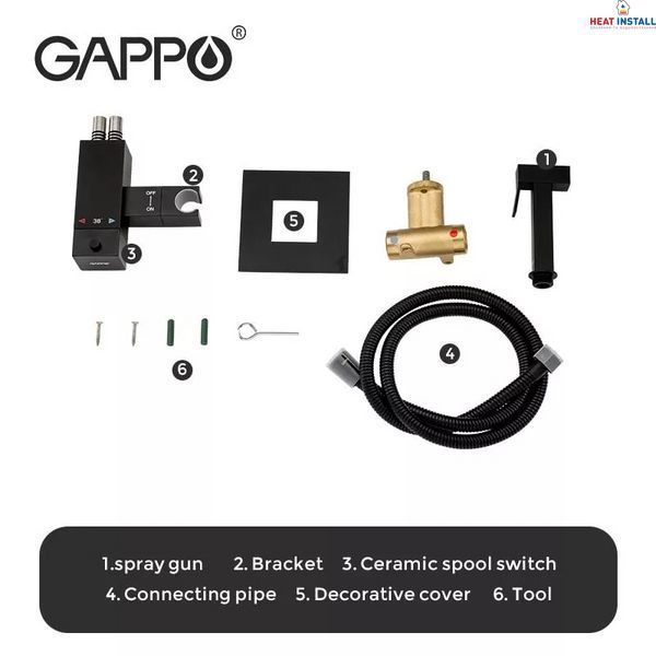 Гігієнічний душ GAPPO G7207-60 із термостатом, чорний 1042577 фото