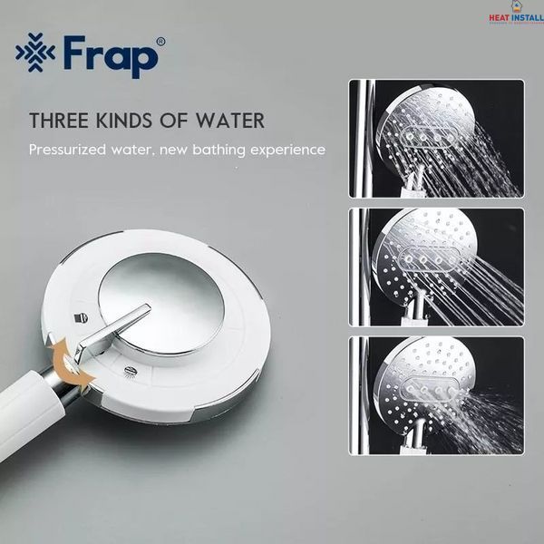 Душева система Frap F2449-20, перемикач на лійку, 3 режими, білий/хром 1040779 фото