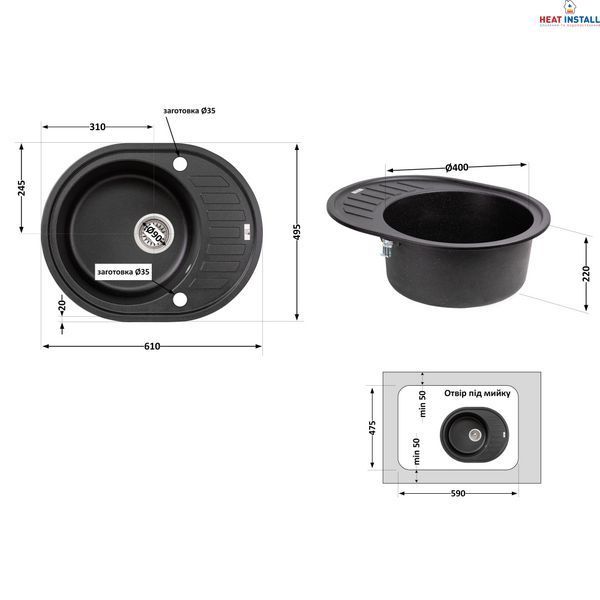 Кухонна мийка Lidz 620x500/200 BLM-14 (LIDZBLM14620500200) SD00043267 фото