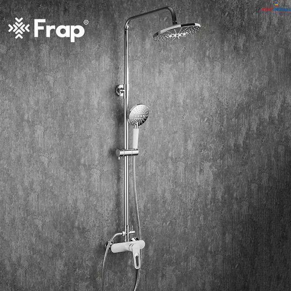 Душева система Frap F2449-20, перемикач на лійку, 3 режими, білий/хром 1040779 фото