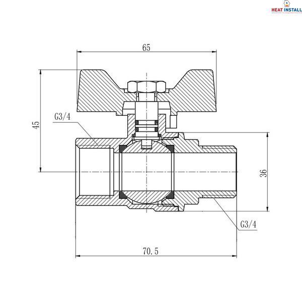 Кран кульовий Thermo Alliance Forte 3/4" ВЗ для газа (метелик) SF607G20 SD00010570 фото