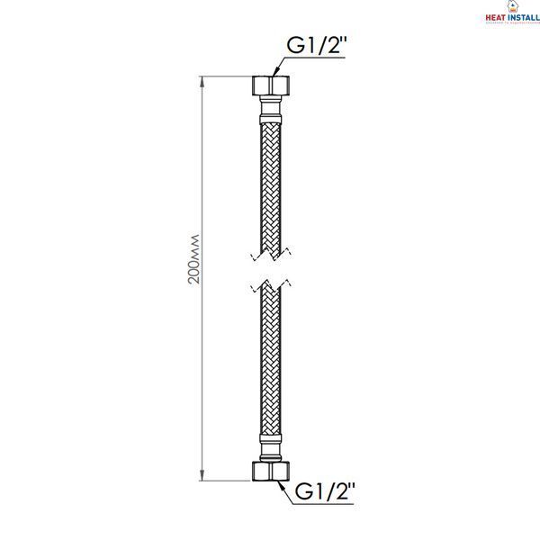 Шланг для води Thermo Alliance Standart 20 см NYLON 1/2"x1/2" НН TAS387W20 SD00052975 фото