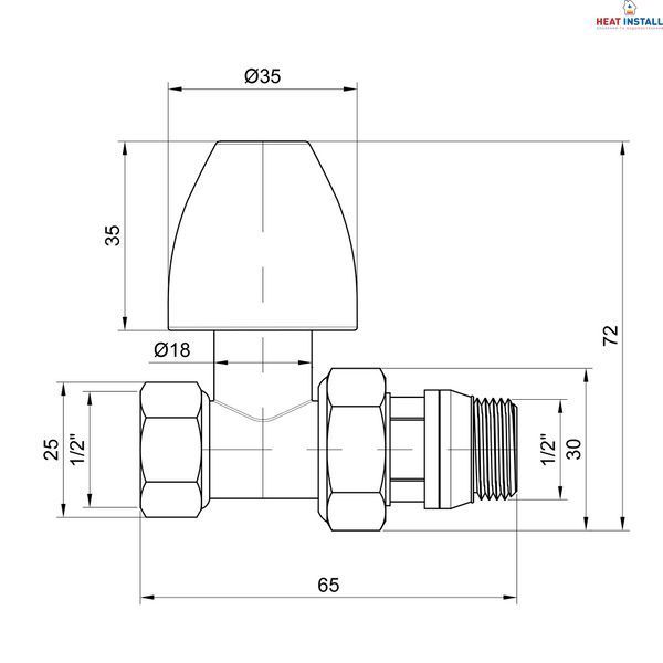 Кран радіаторний Thermo Alliance Base 1/2" ВЗ з антипротіканням прямий SD226W15 SD00035548 фото