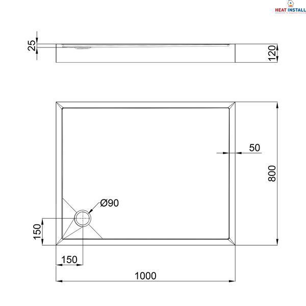 Душовий піддон Qtap Tern 301812C 100x80x12 см + сифон SD00046990 фото