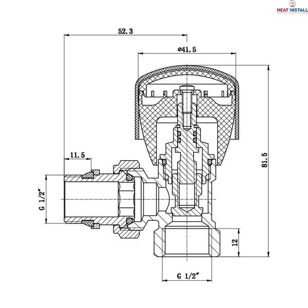 Кран радіаторний Thermo Alliance Standart Powerful 1/2" з антипротіканням кутовий SF232W15 SD00021137 фото