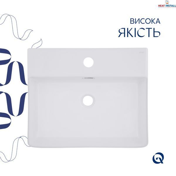 Комплект Qtap Nando LT: Раковина підвісна прамокутна 500х420х130 мм White + Донний клапан PU02O SD00053447 фото