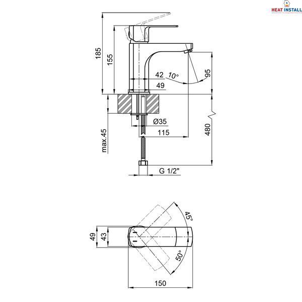 Змішувач для раковини Qtap Lipno QTLIPNO1023101G Graphite SD00044008 фото
