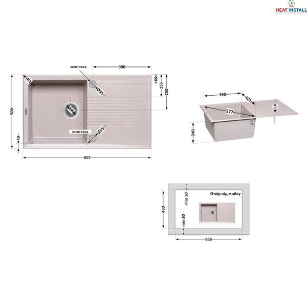 Кухонна мийка Lidz 860х500/240 MAR-07 (LIDZMAR07860500240) SD00044532 фото